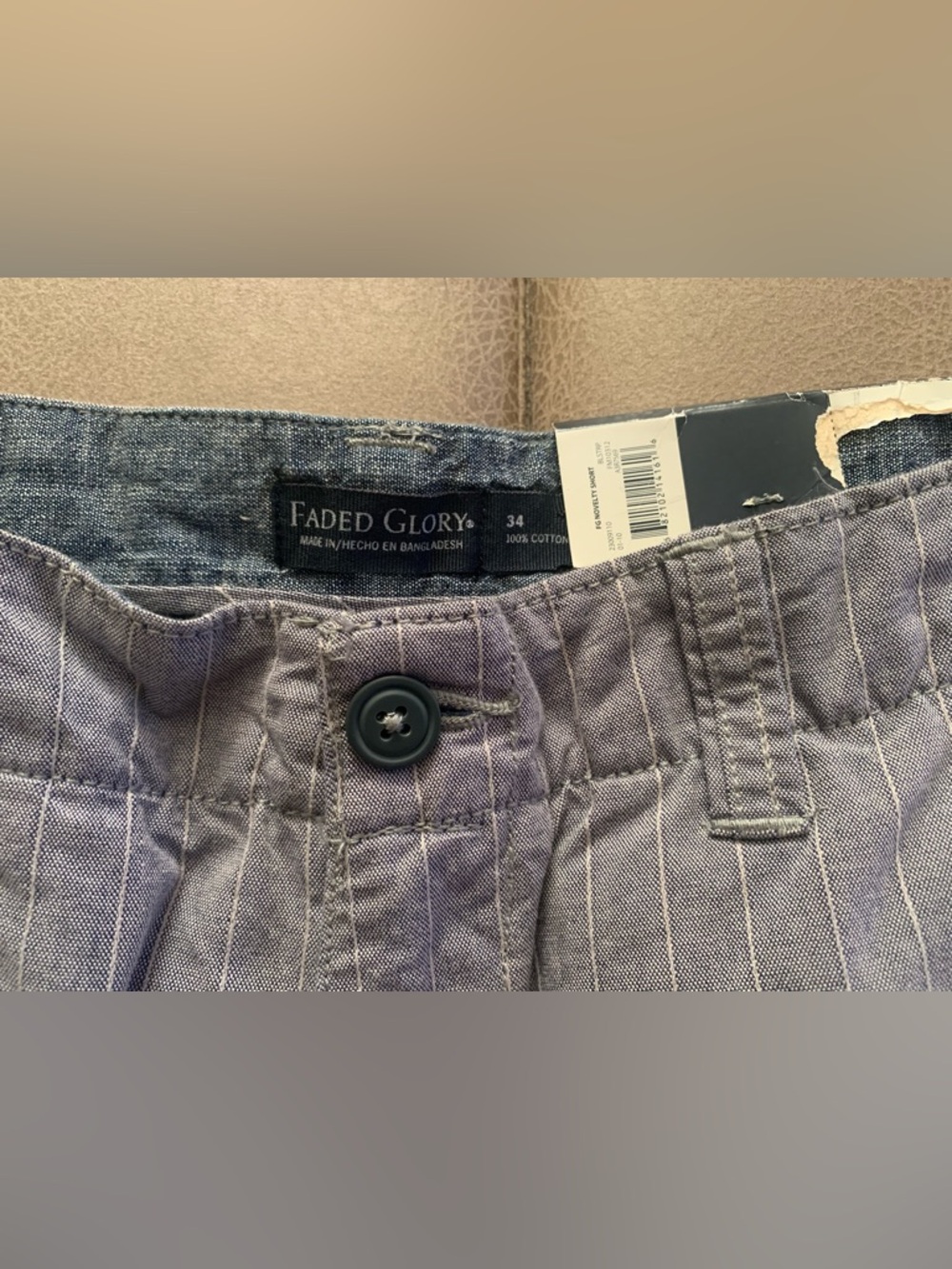 Faded Glory Mens Heather Blue Striped Cotton Novelty Cargo Shorts NEW Size 34 - Picture 3 of 8